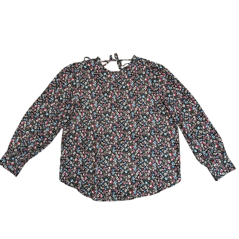 Loft size LARGE Floral paisley Blouse open back tie detail flowery feminine